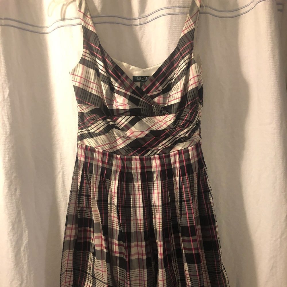 Ralph Lauren silk plaid full skirt dress 6